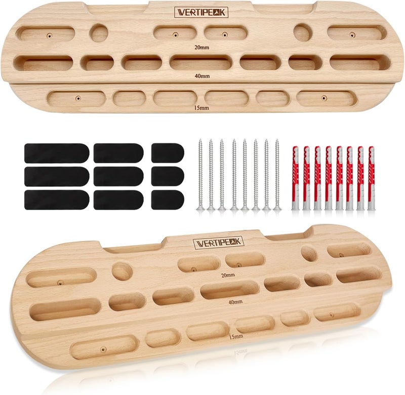 VERTIPEAK Store Wooden Hangboard Rock Climbing, Climbing Fingerboard with Mounting Kit for Bouldering, Finger Strength and Pull Up, Training Board with Adjustable Silicone Depth Spacers or Basic - Image 1